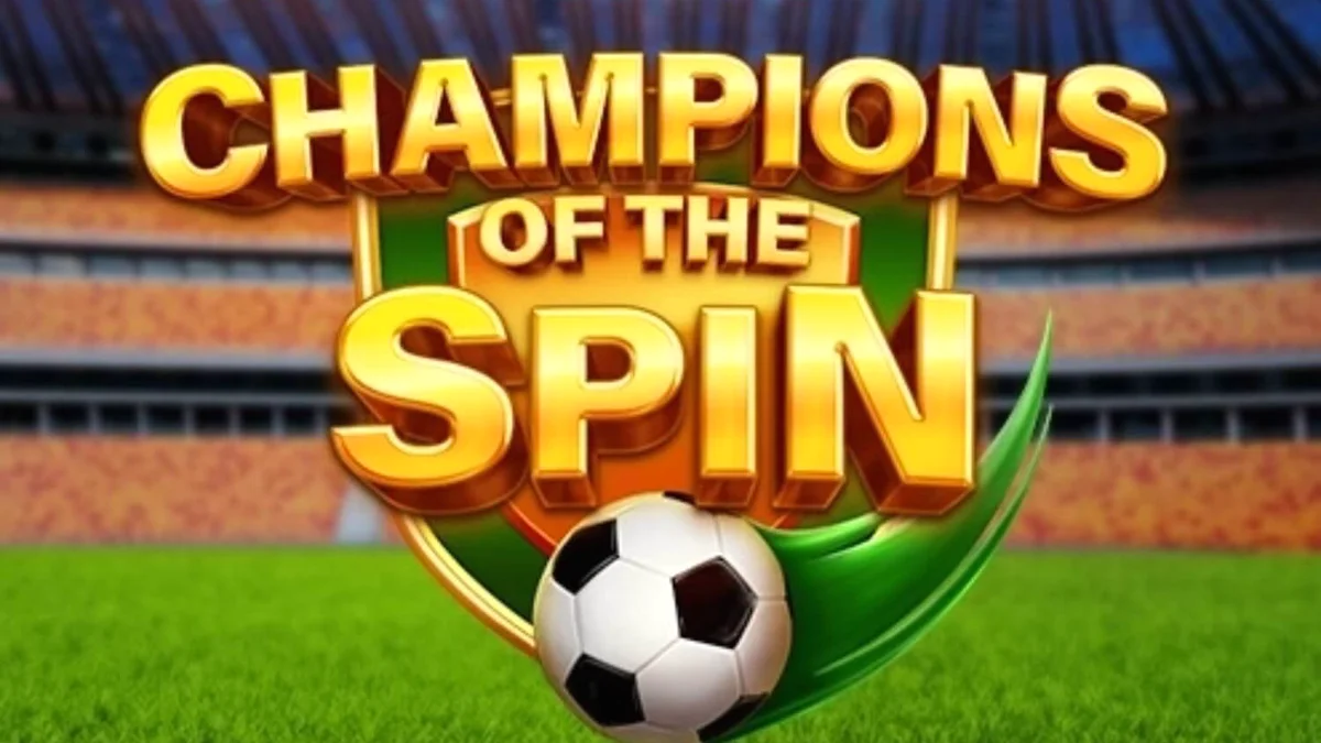 Tampilan visual slot Champion of The Spin dengan tema stadion sepak bola yang megah.