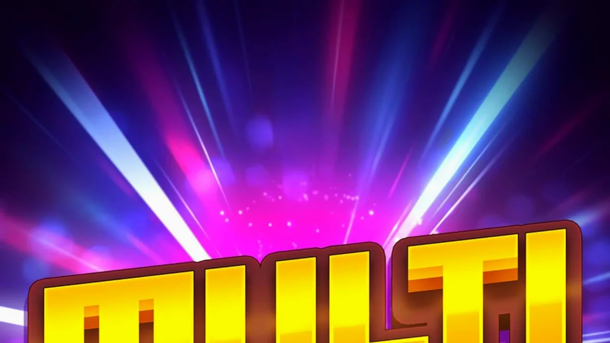 Tampilan visual neon dan simbol buah pada slot Multi Rush